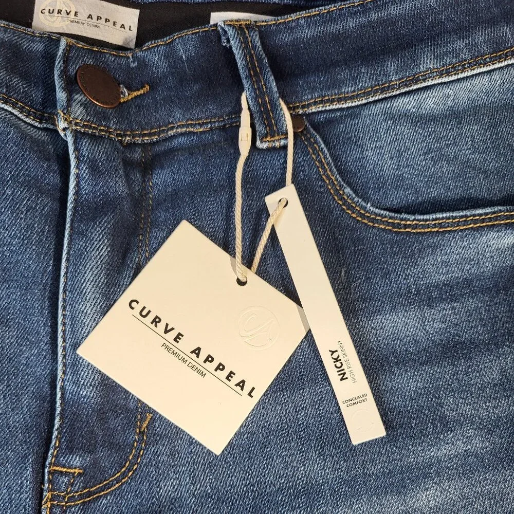 Curve Appeal Women's Jeans Size 14 Nicki High Rise Skinny Capri 14/32 - Picture 3 of 12